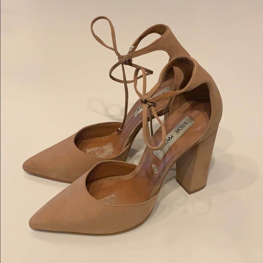 Steve Madden Pamperd Suede Pointed Toe Block Heels